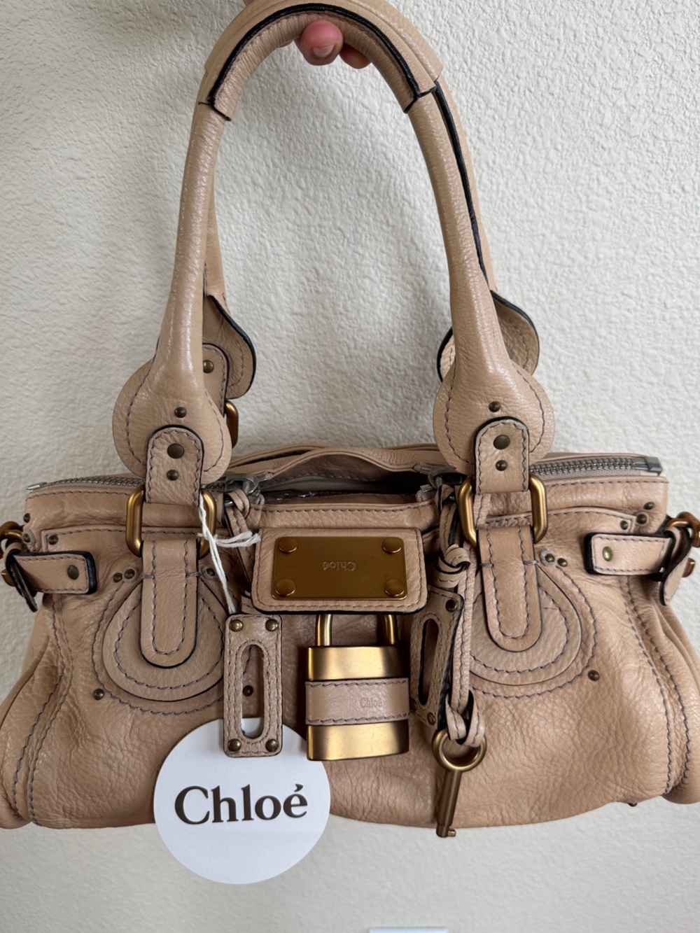 Chloe Paddington Creme 106 Leather Bag Padlock Key Original Tag Y2K Vintage